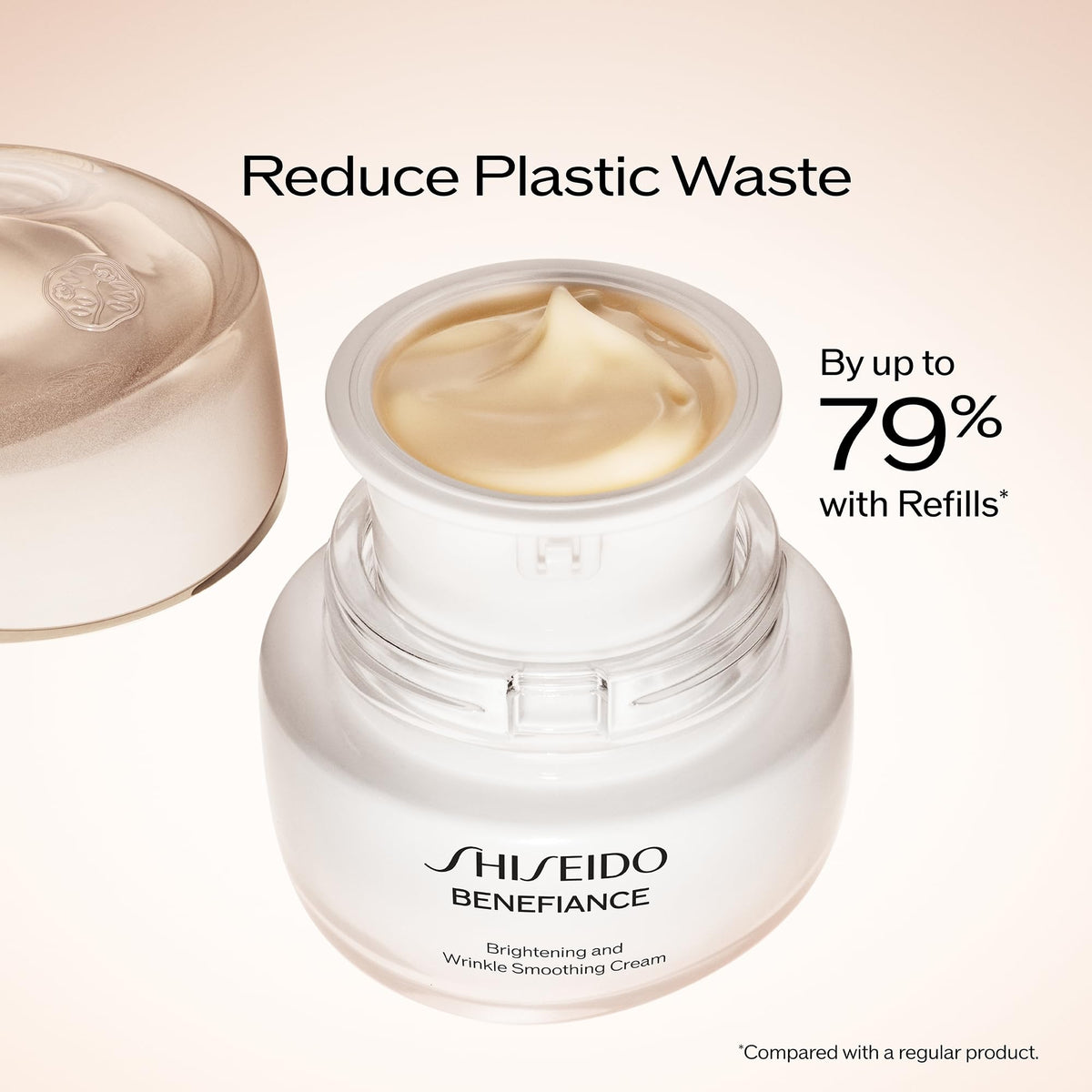 Shiseido jar in hand for scale showing compact travel-friendly size