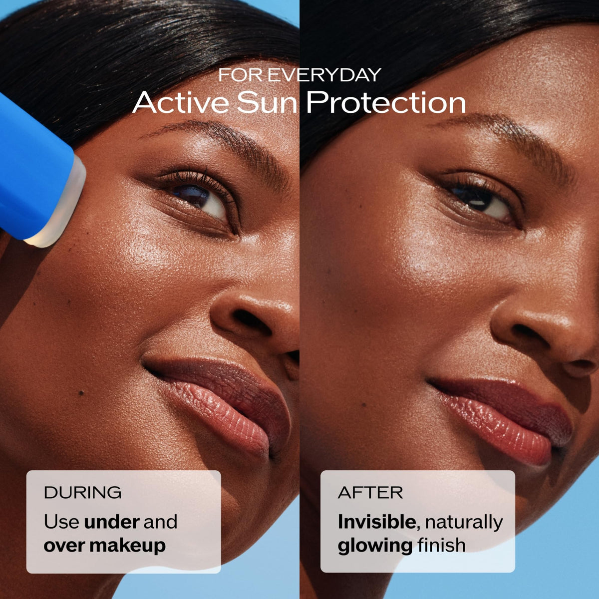 Shiseido applying the stick on cheek to show quick targeted coverage