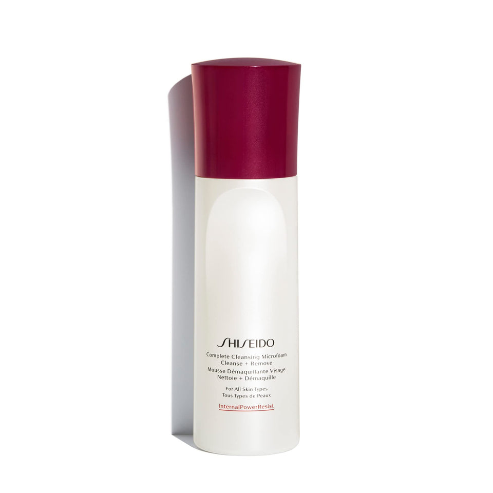 Shiseido front packaging showing product and benefits on vanity