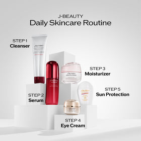 Shiseido 125 mL bottle beside everyday items showing compact travel-friendly size