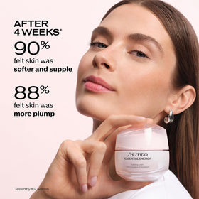 Shiseido cream being applied on hand demonstrating smooth spread and hydration