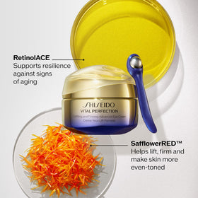 Shiseido cream texture close-up, shows rich moisturizing texture for smoother skin