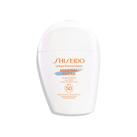 Shiseido front packaging showing clear SPF 50 protection and benefits