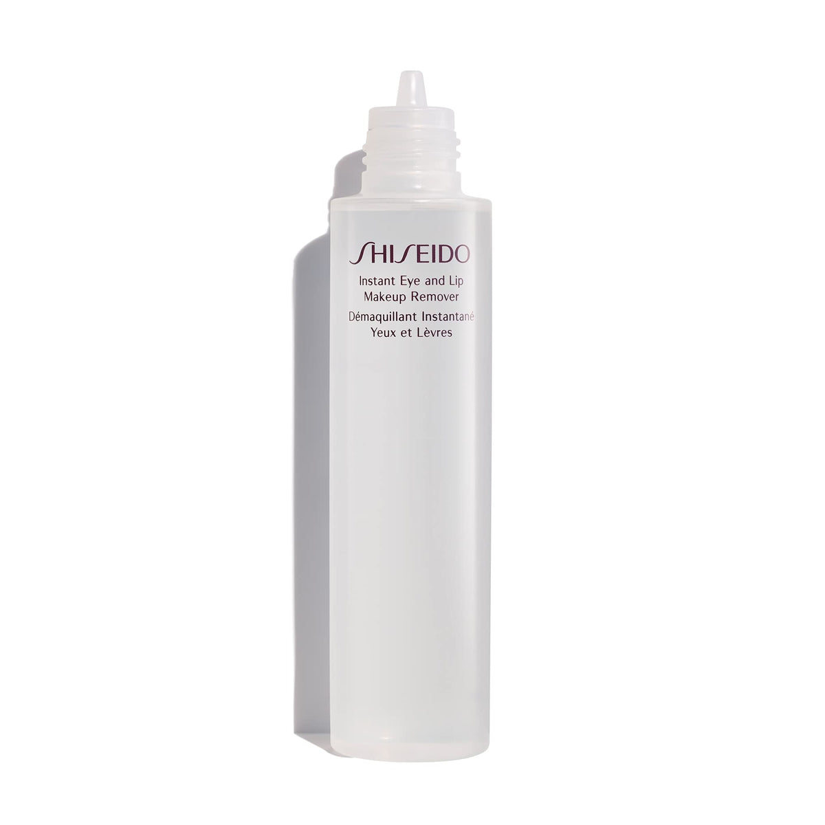 shiseido product in use with cotton pad removing mascara, demonstrates effective waterproof removal