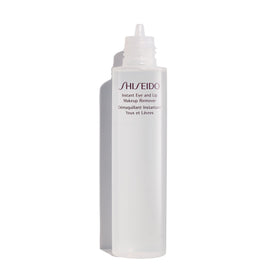 shiseido product in use with cotton pad removing mascara, demonstrates effective waterproof removal