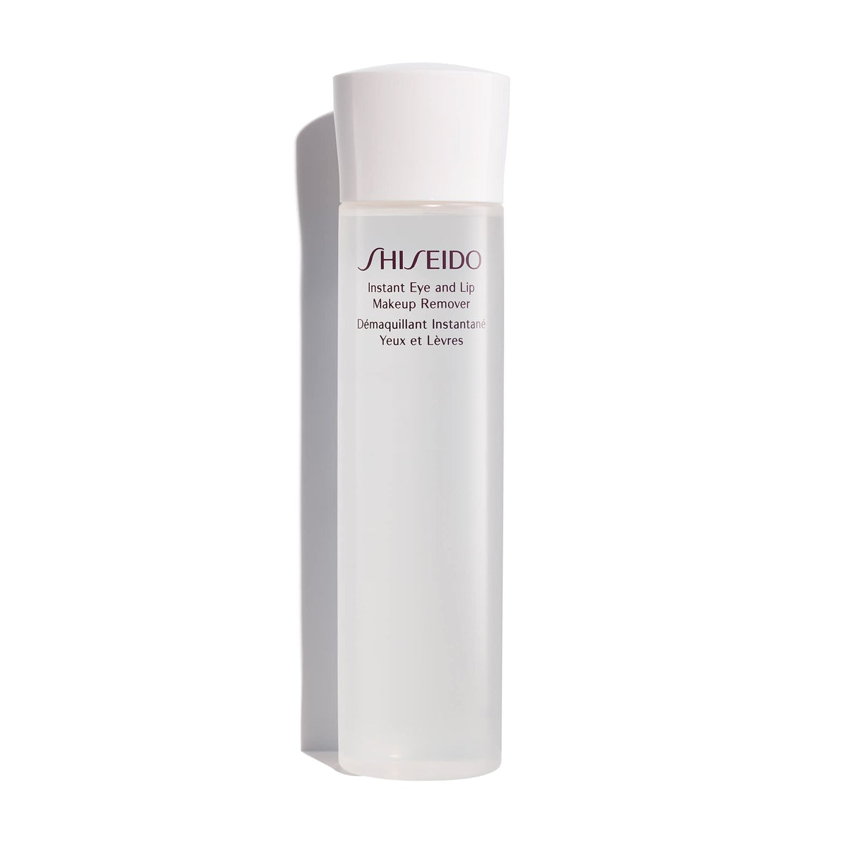 shiseido bottle front packaging showing label and volume, promotes gentle makeup removal