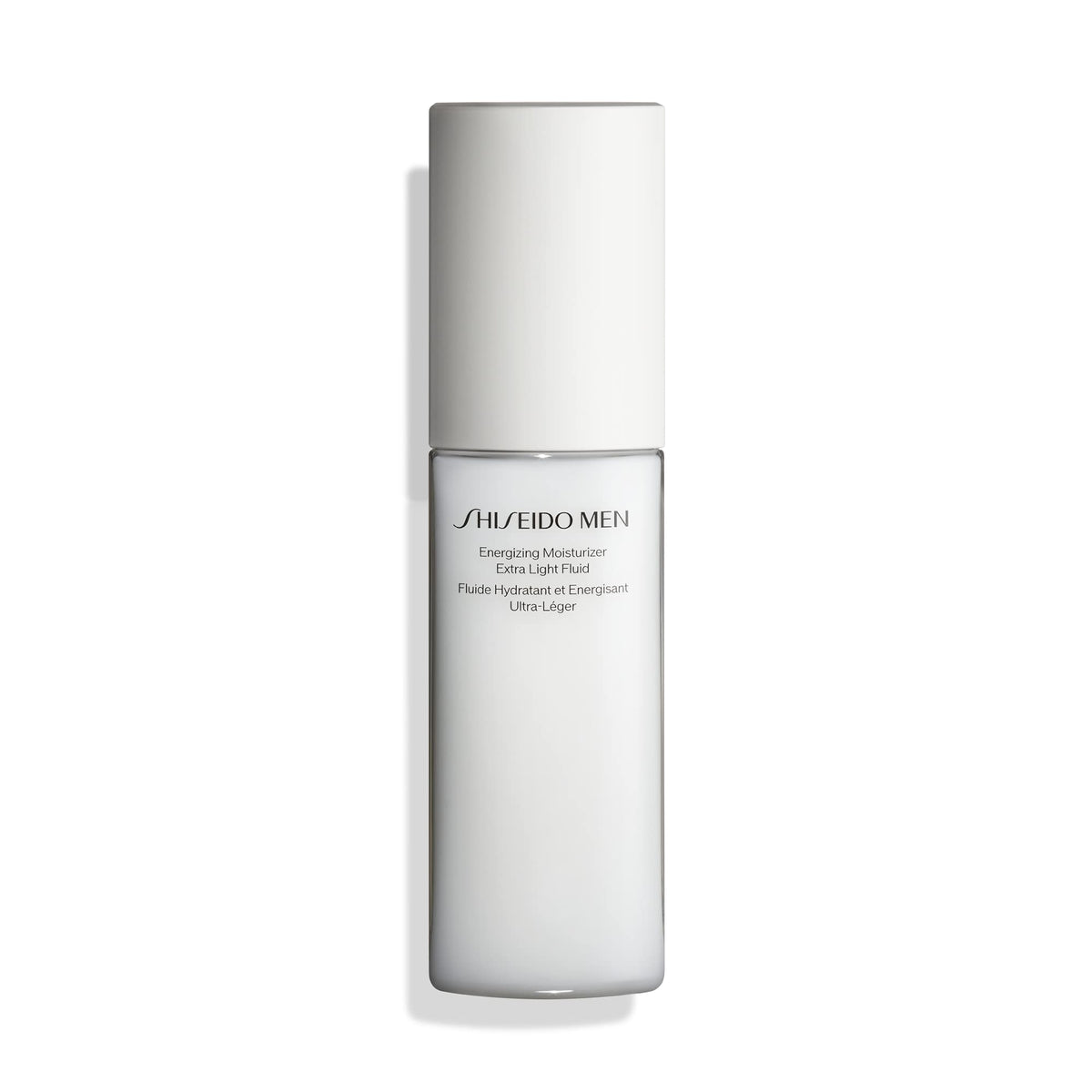 Shiseido men front packaging showing bottle and label, clear brand identity and benefit