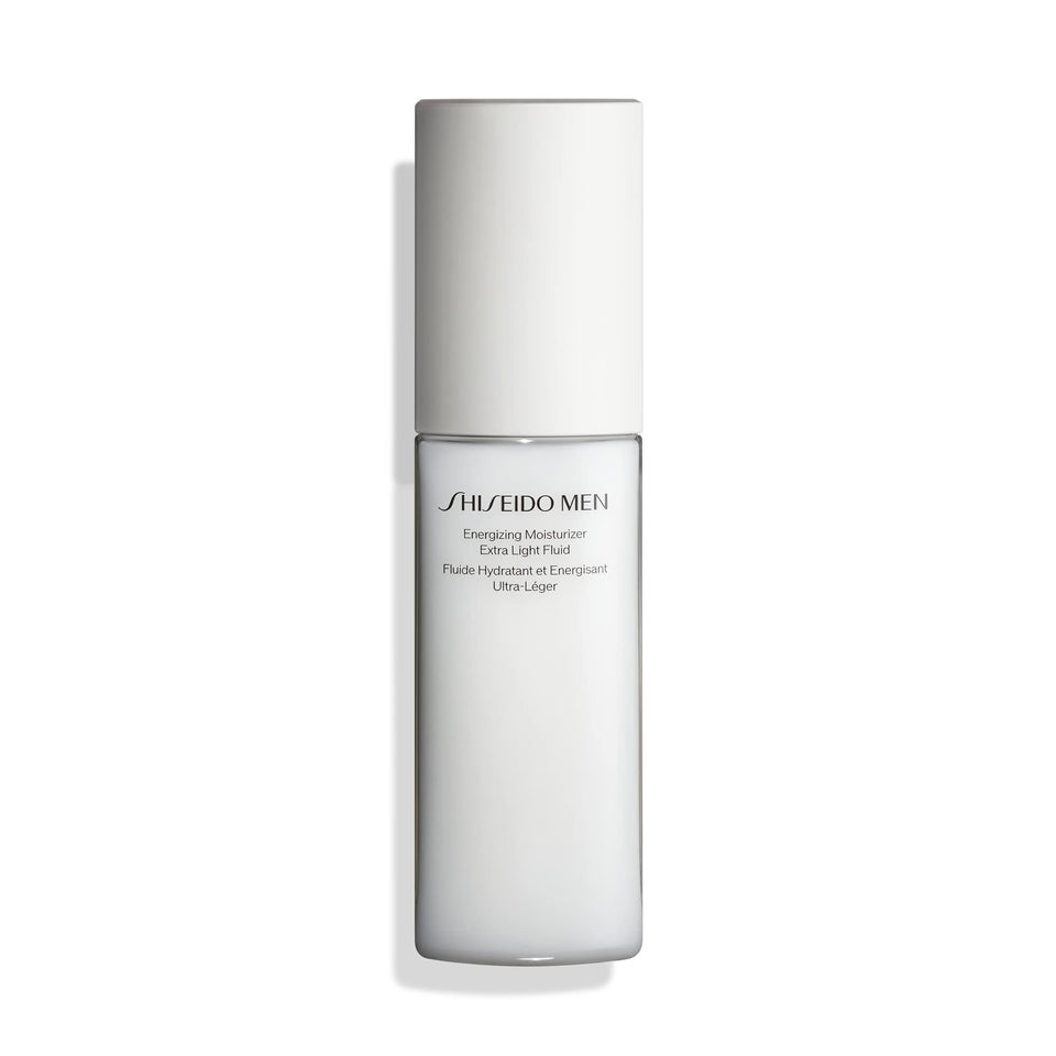 Shiseido men front packaging showing bottle and label, clear brand identity and benefit