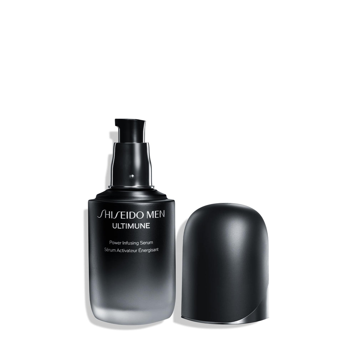 Shiseido bottle beside a coin for scale showing 50 mL travel-friendly benefit