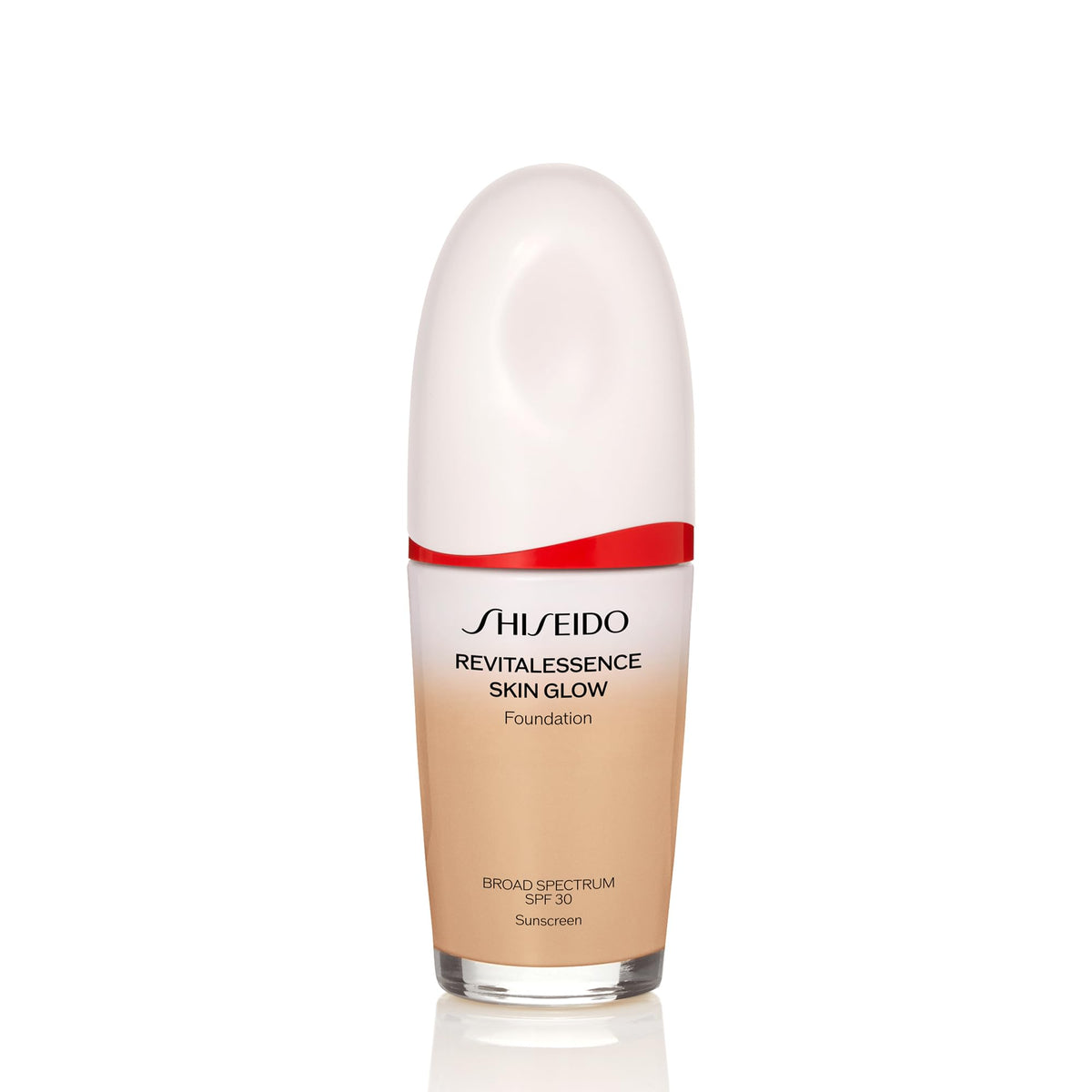 Shiseido RevitalEssence bottle front view showing shade 310 Silk and SPF benefit