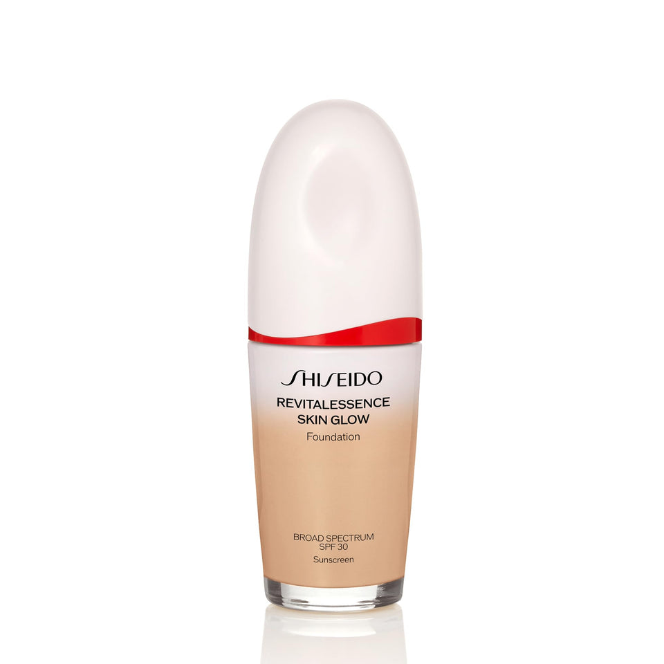 Shiseido foundation front packaging showing shade 240 Quartz and glow benefits