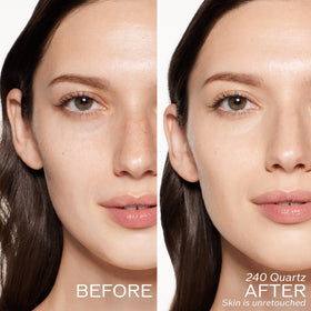 Shiseido texture swatch demonstrating serum-like finish and buildable coverage