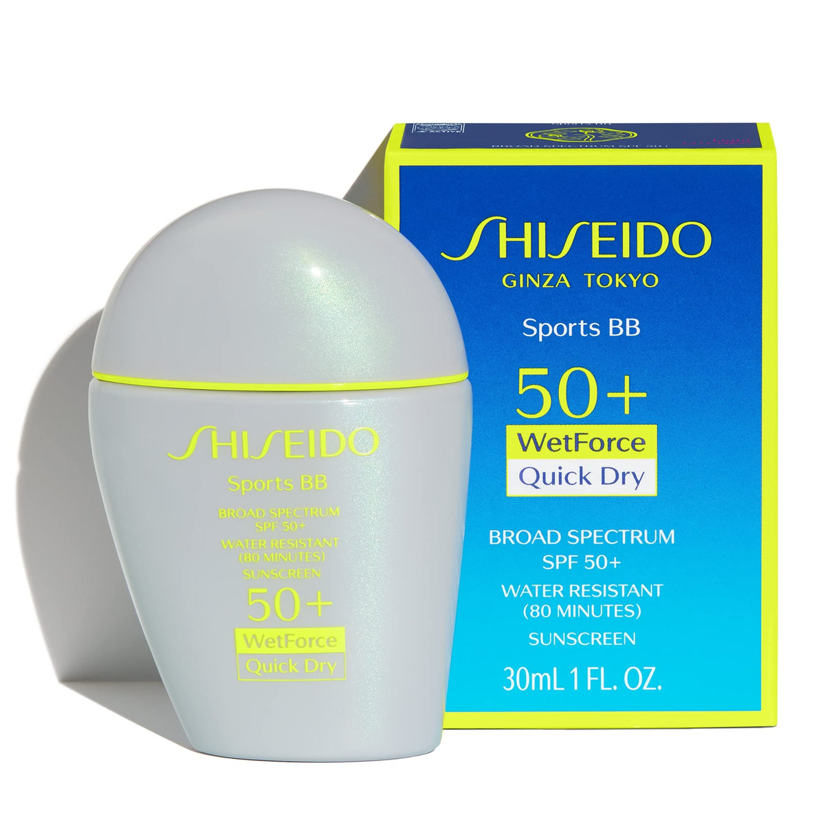 Shiseido sports bb cream texture close-up demonstrating quick-dry, non-sticky finish for comfortable wear
