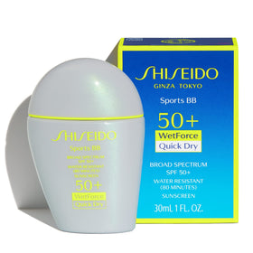Shiseido sports bb cream texture close-up demonstrating quick-dry, non-sticky finish for comfortable wear