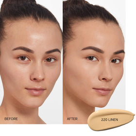 Shiseido foundation texture close-up showing smooth blendability benefit