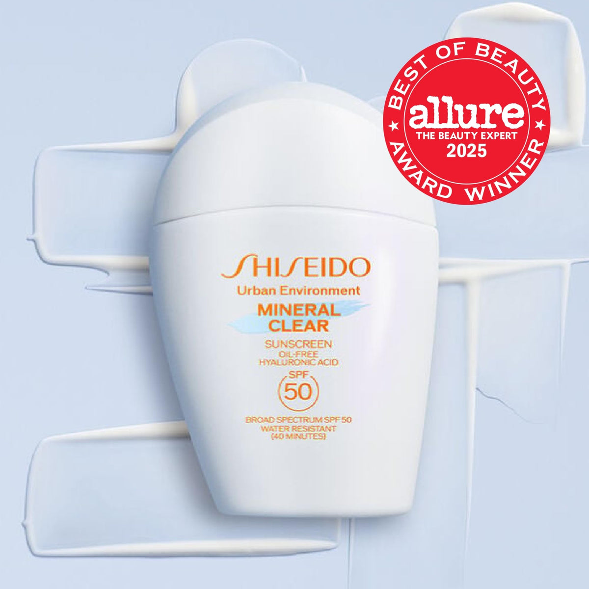 Shiseido close-up of lightweight mineral emulsion texture for easy blending