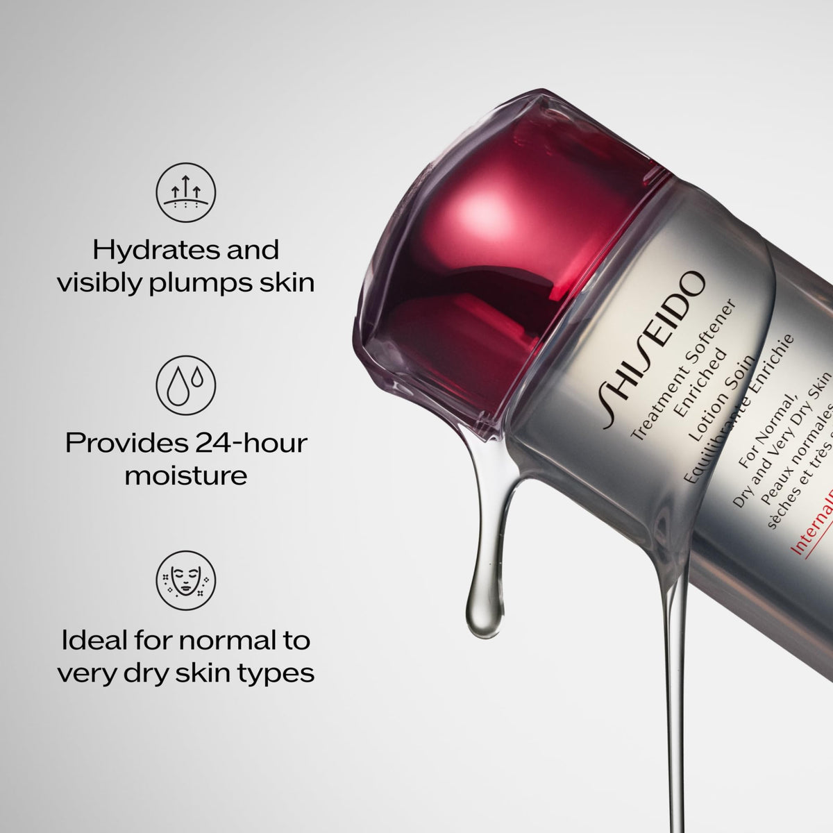 Shiseido Treatment Softener Enriched label detail showing ingredient hints and technology benefits