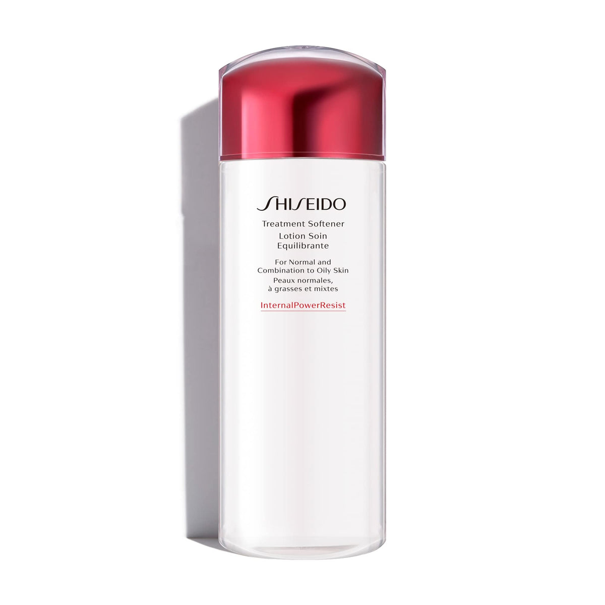 Shiseido bottle front view showing label and clean design for brand clarity