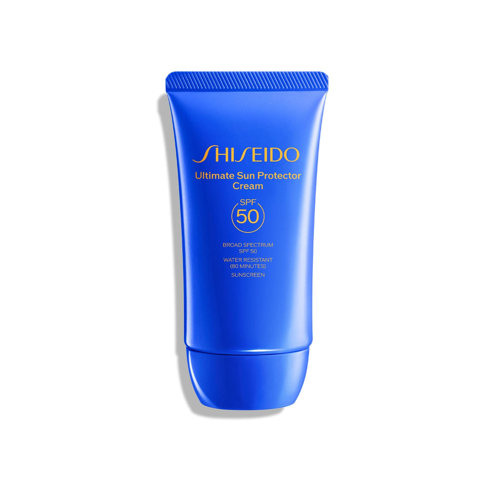 Shiseido front packaging showing SPF 50 and 50 mL size benefit