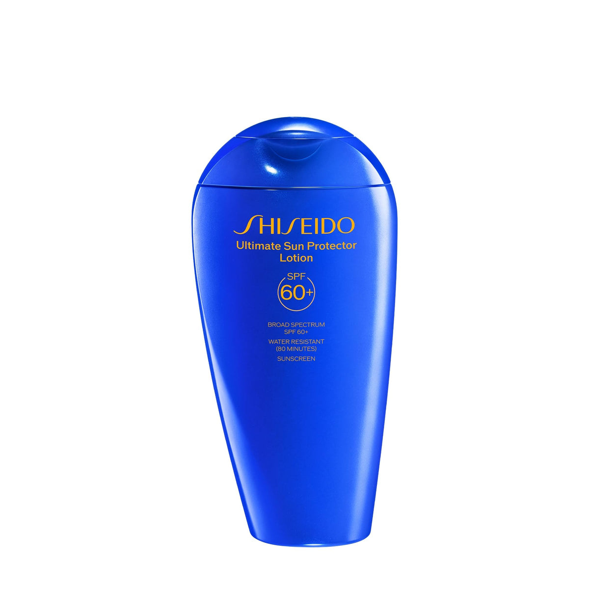 Shiseido front packaging showing 300 mL bottle and SPF 60+ benefit