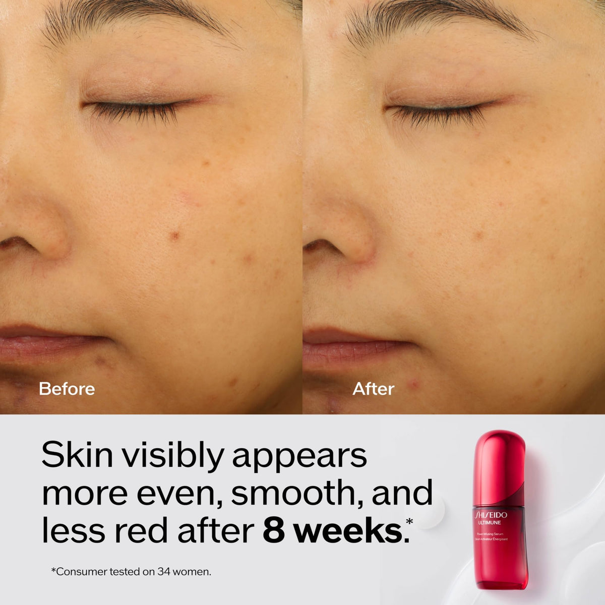 Dispensing Shiseido Ultimune with pump illustrating easy dosing and controlled application benefit