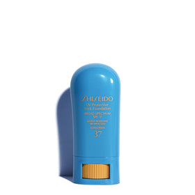shiseido stick foundation front packaging showing beige shade and compact design for travel