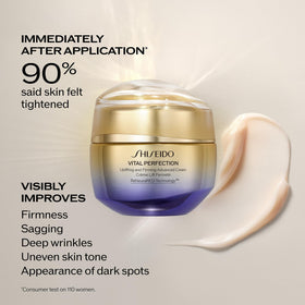 Shiseido applied during morning routine showing lifted, firmer-looking skin benefit