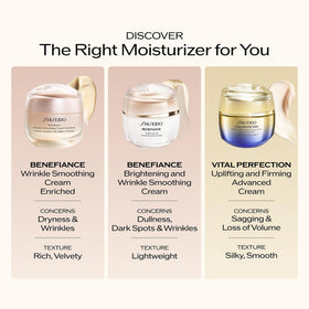 Shiseido product label and ingredient panel emphasizing targeted anti-aging benefit