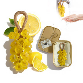 SHLLON grape soap front packaging showing decorative hanging and lemon scent benefit