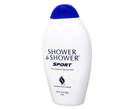 Shower to Shower sport applied underarm demonstrating brand benefit of reducing moisture and chafing