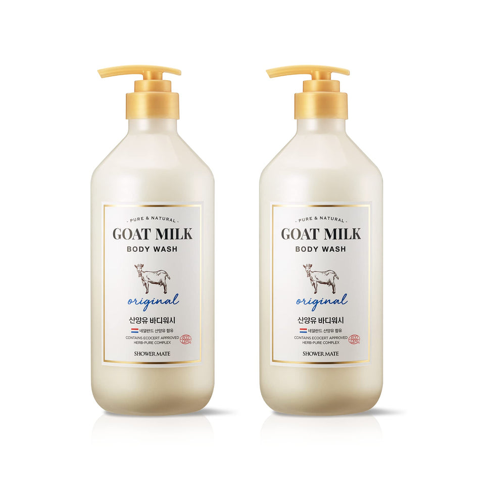 SHOWERMATE front packaging showing goat milk body wash and moisturizing benefit