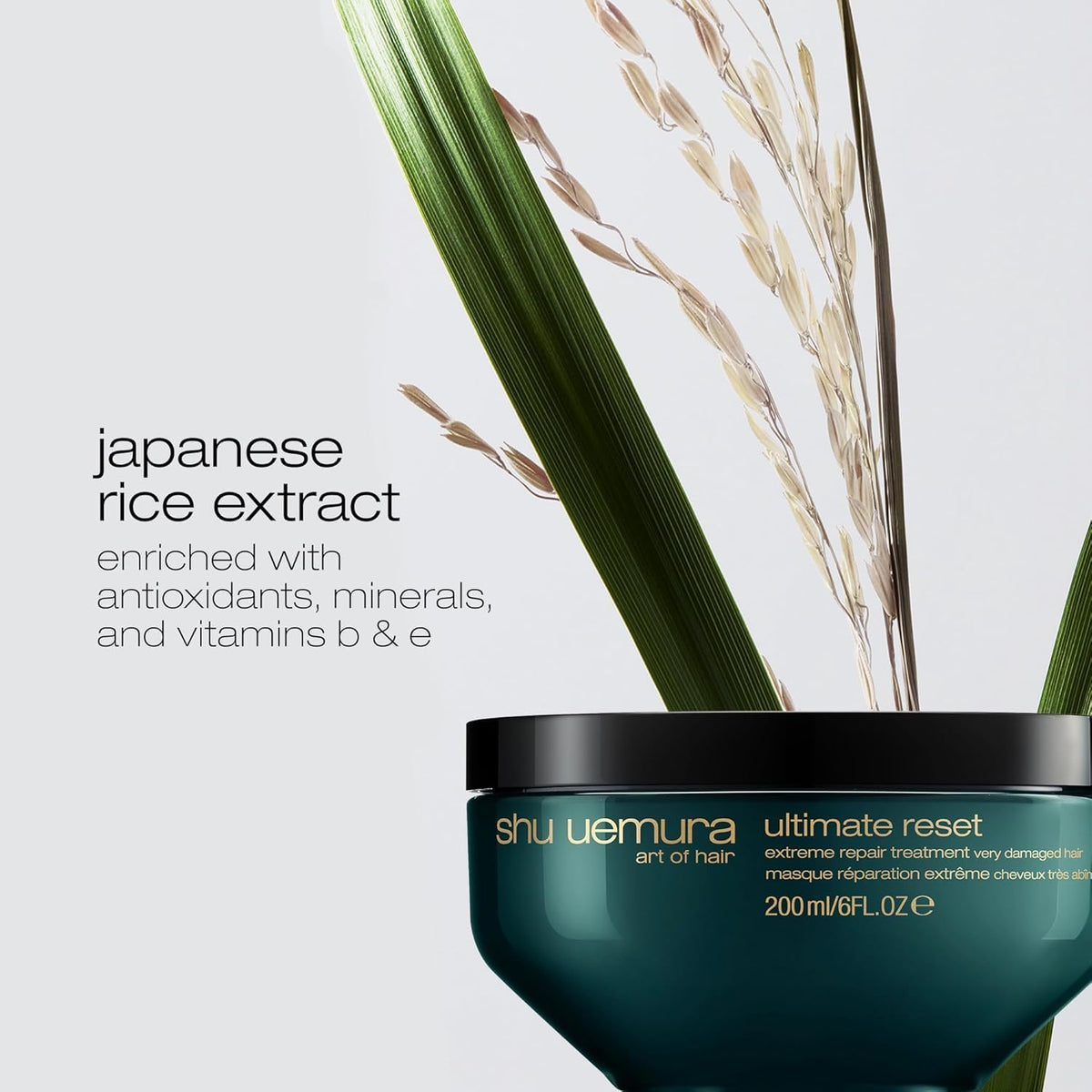 shu uemura art of hair before and after strand comparison showing reduced breakage benefit: visible repair