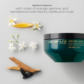 shu uemura art of hair label close-up listing ingredients and usage benefit: clarity and trust