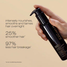 shu uemura art of hair cream on palm showing amount needed and quick spreadability
