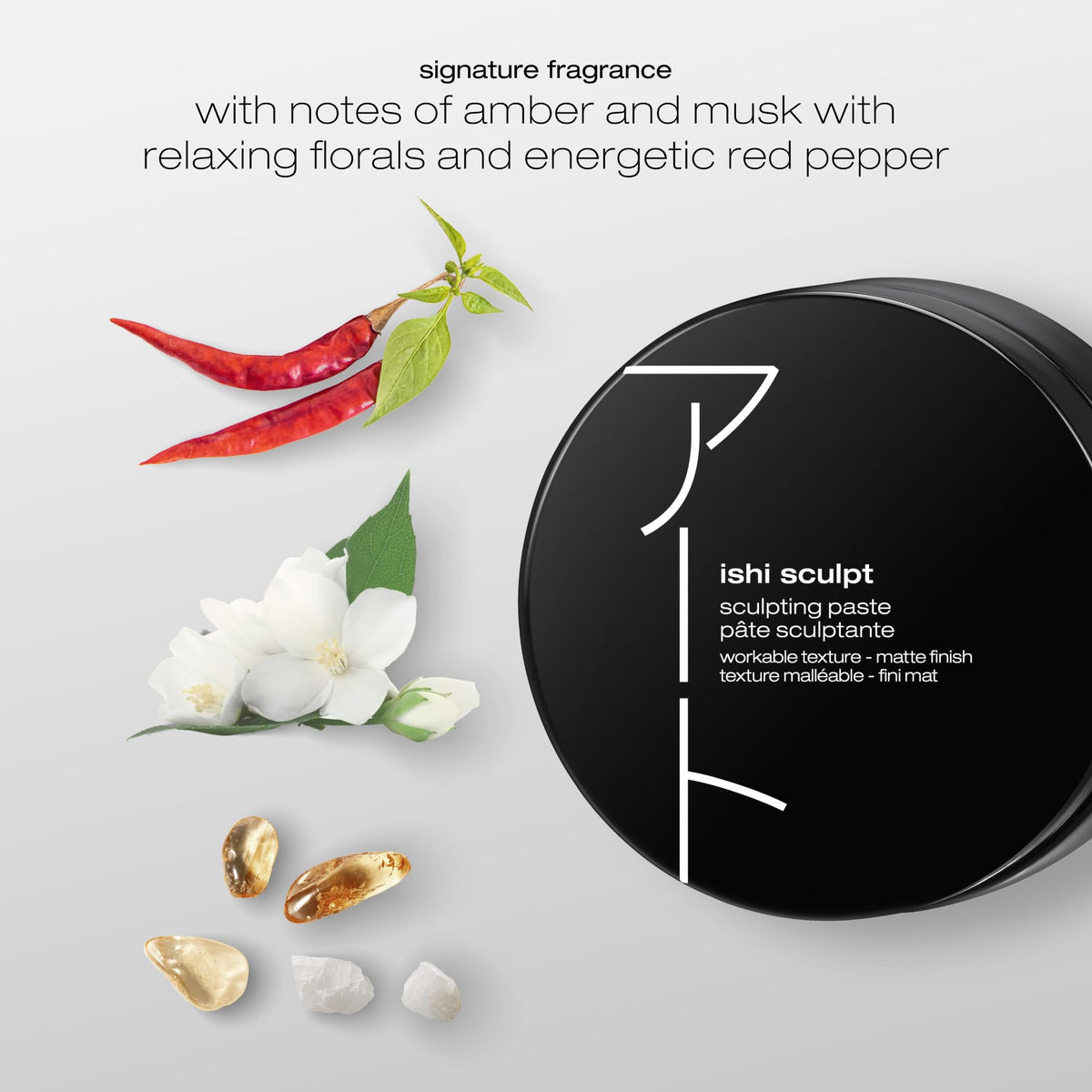 shu uemura product in hand being applied to hair demonstrating control and quick styling benefit