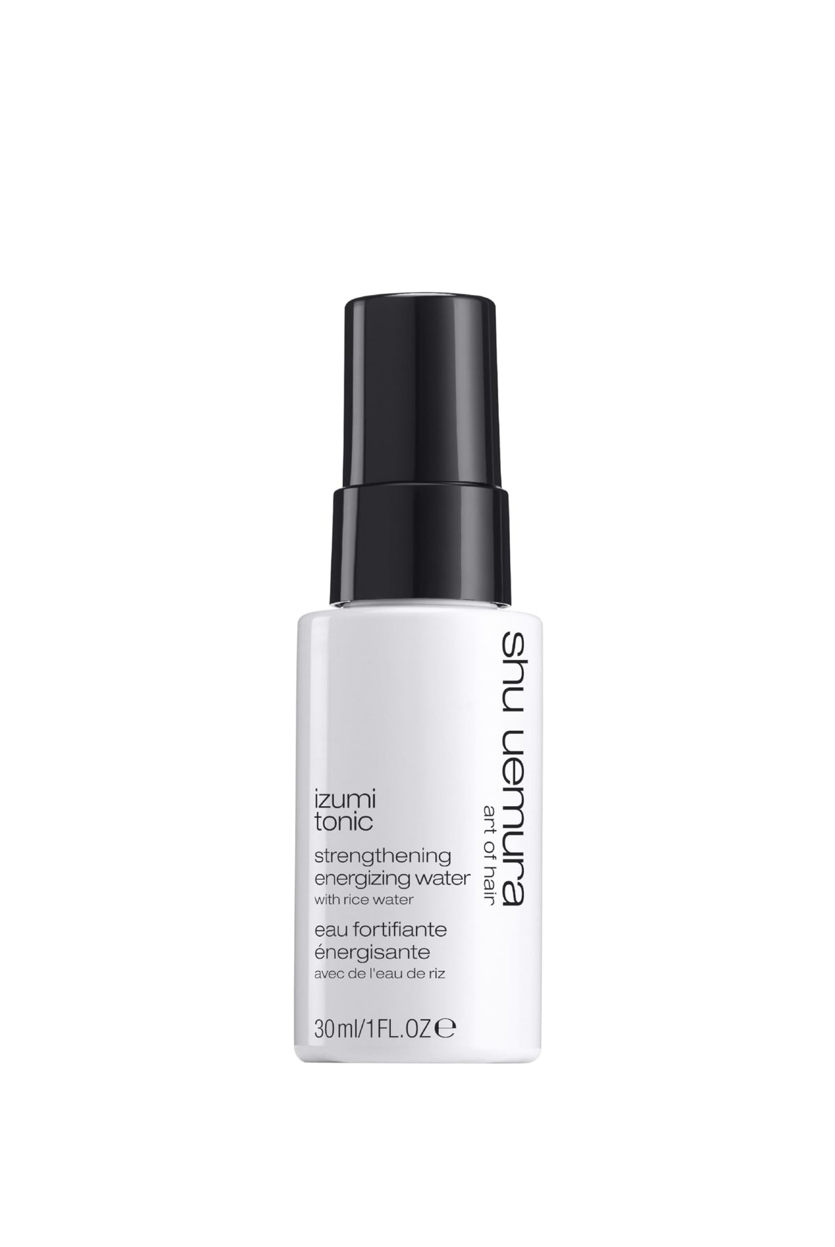shu uemura art of hair bottle front packaging shows product and size benefits