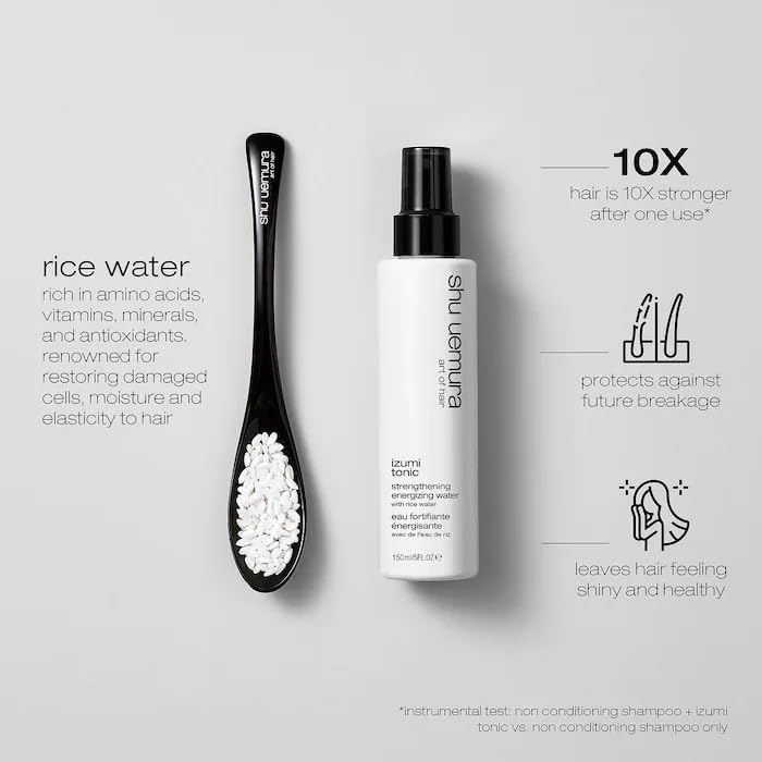 shu uemura art of hair rice water ingredient close-up highlighting strengthening benefit