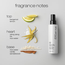 shu uemura art of hair bottle on bathroom shelf suggests routine hydration and repair