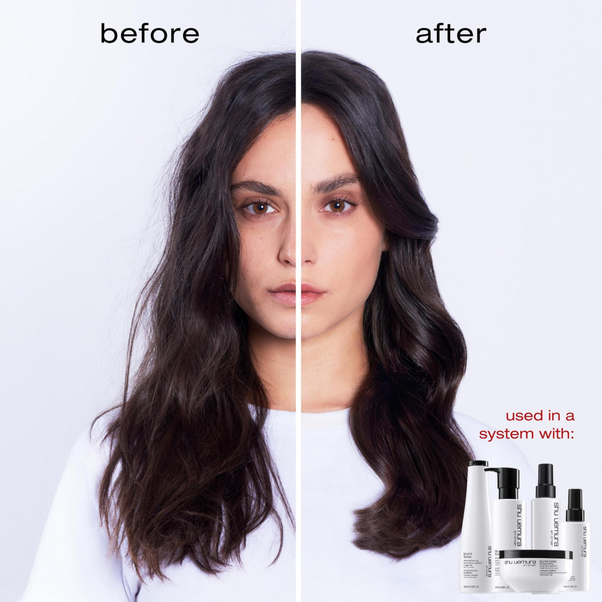 shu uemura art of hair spray action mist demonstrating even product distribution
