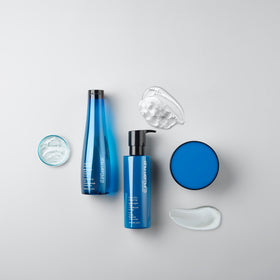 shu uemura art of hair conditioner in bathroom setting showing easy styling benefit