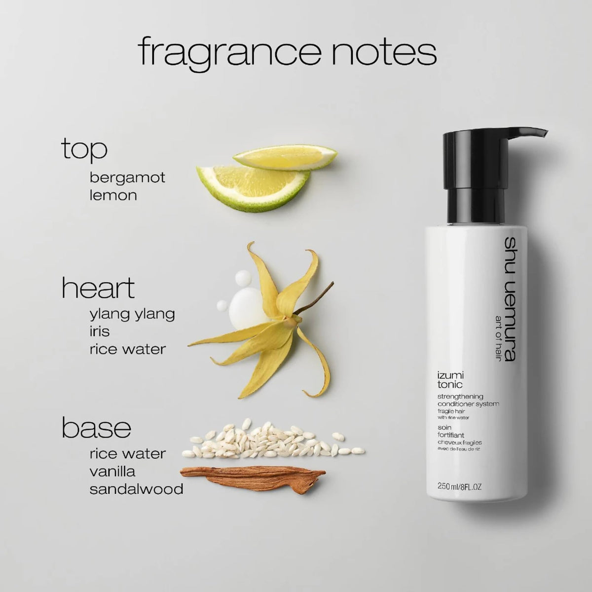 shu uemura 8 fl oz bottle next to ruler to convey true size and travel-friendly volume