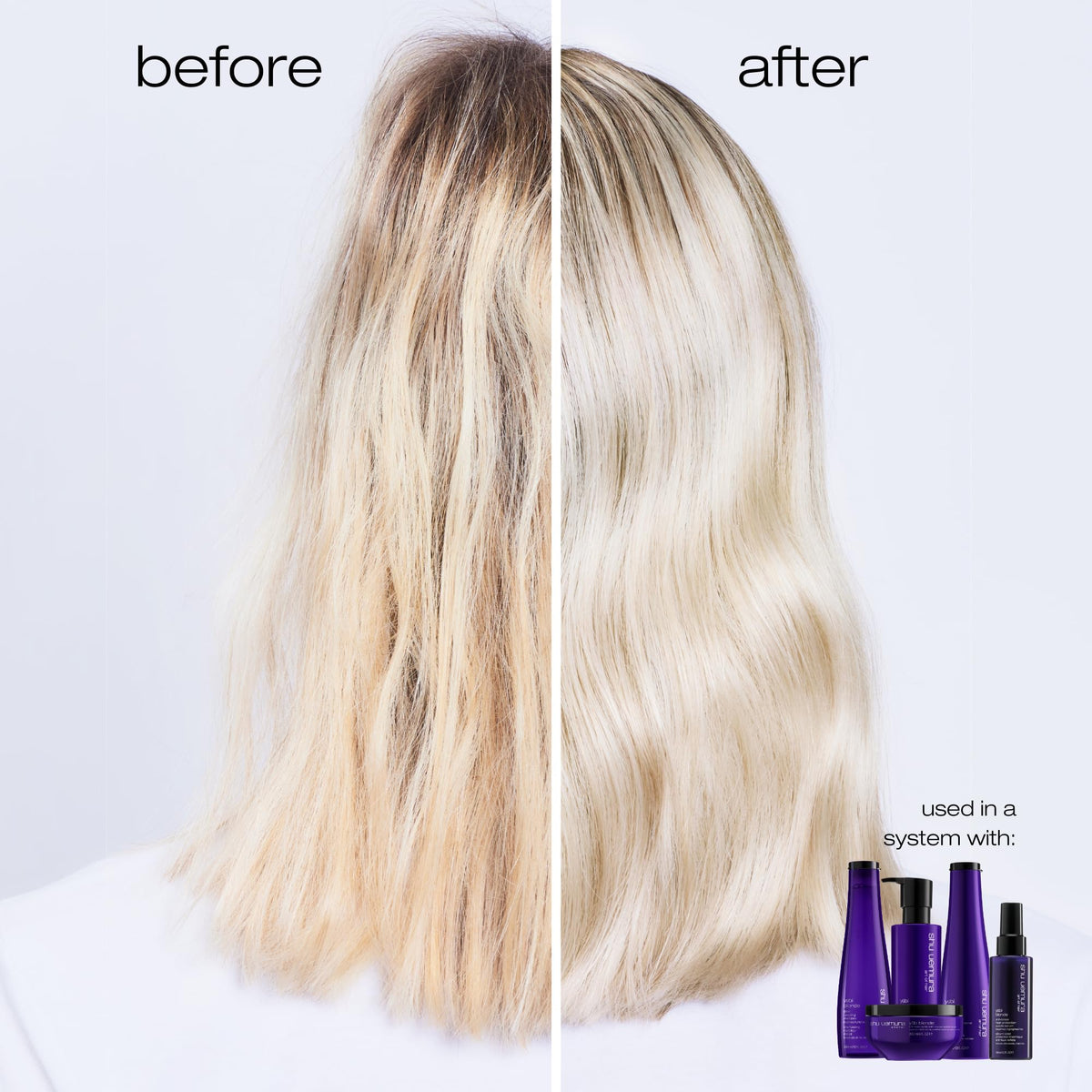 shu uemura art of hair applying conditioner to ends demonstrating reduced breakage benefit