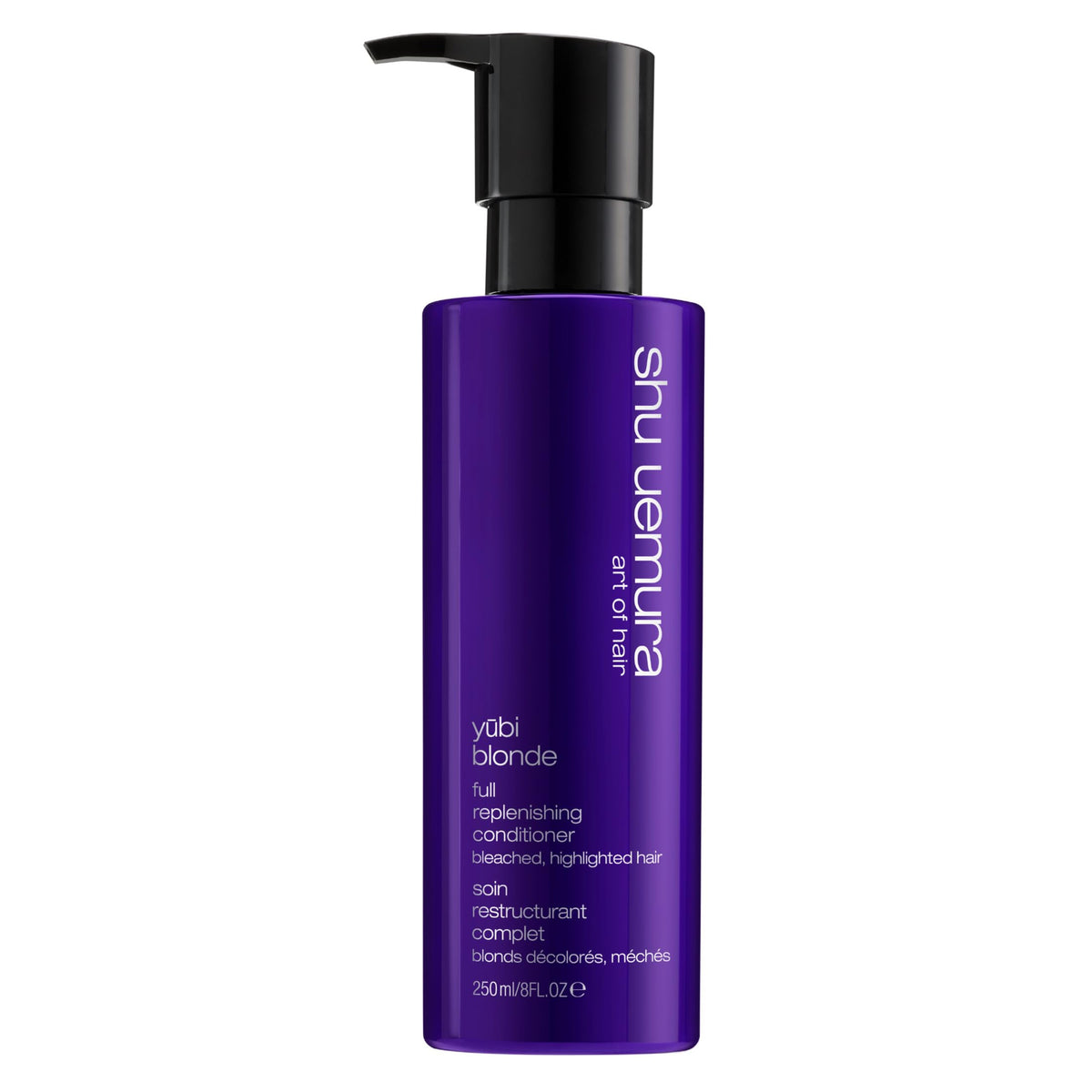 shu uemura art of hair front bottle view showing elegant packaging and product identity