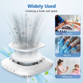 ShufudeJa filter in a busy nail station reducing visible dust during filing