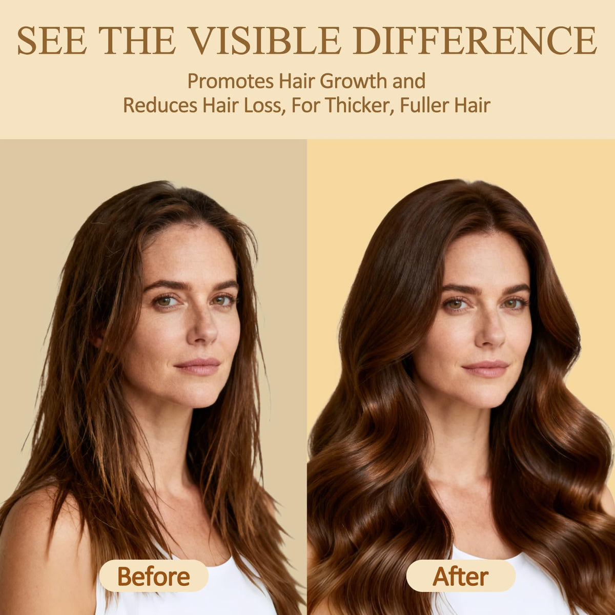 SHVYOG hair texture comparison illustrating visibly smoother, fuller-looking hair