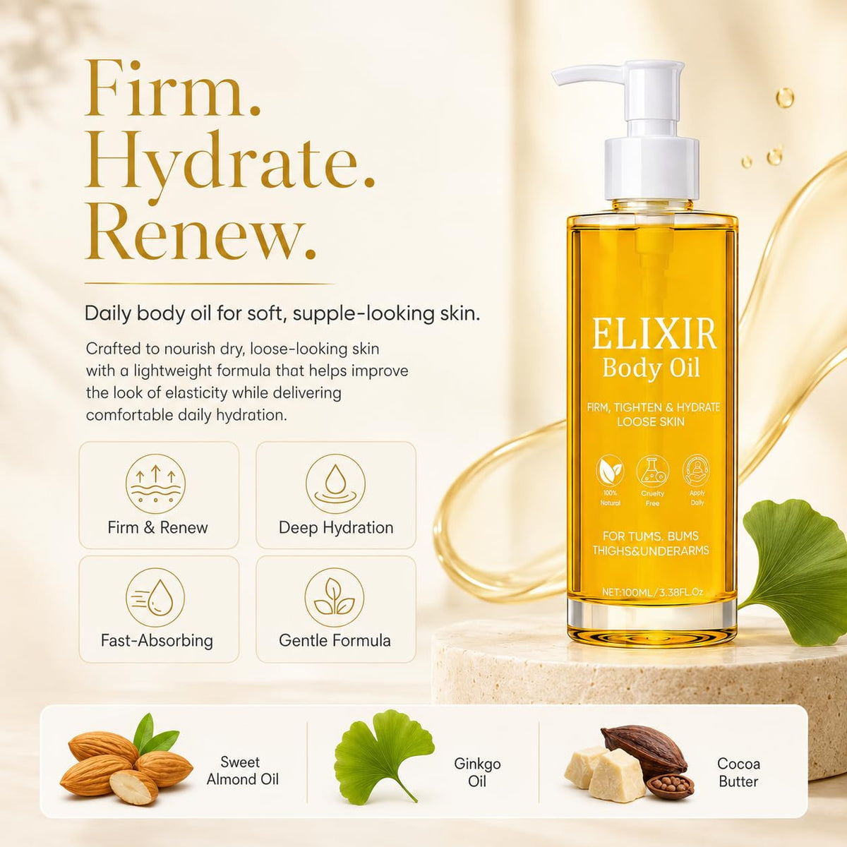 Shwfhi oil texture close-up highlighting lightweight absorbent finish
