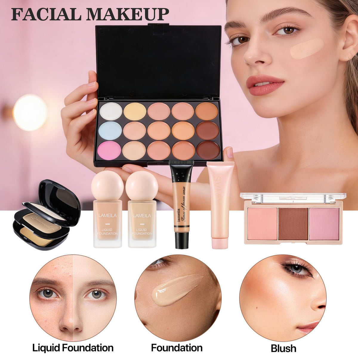 SIGHTLING foundation and concealer pots close-up demonstrating blendable, smooth finish