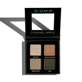 Sigma Beauty front packaging showing four caramel apple shades for effortless looks
