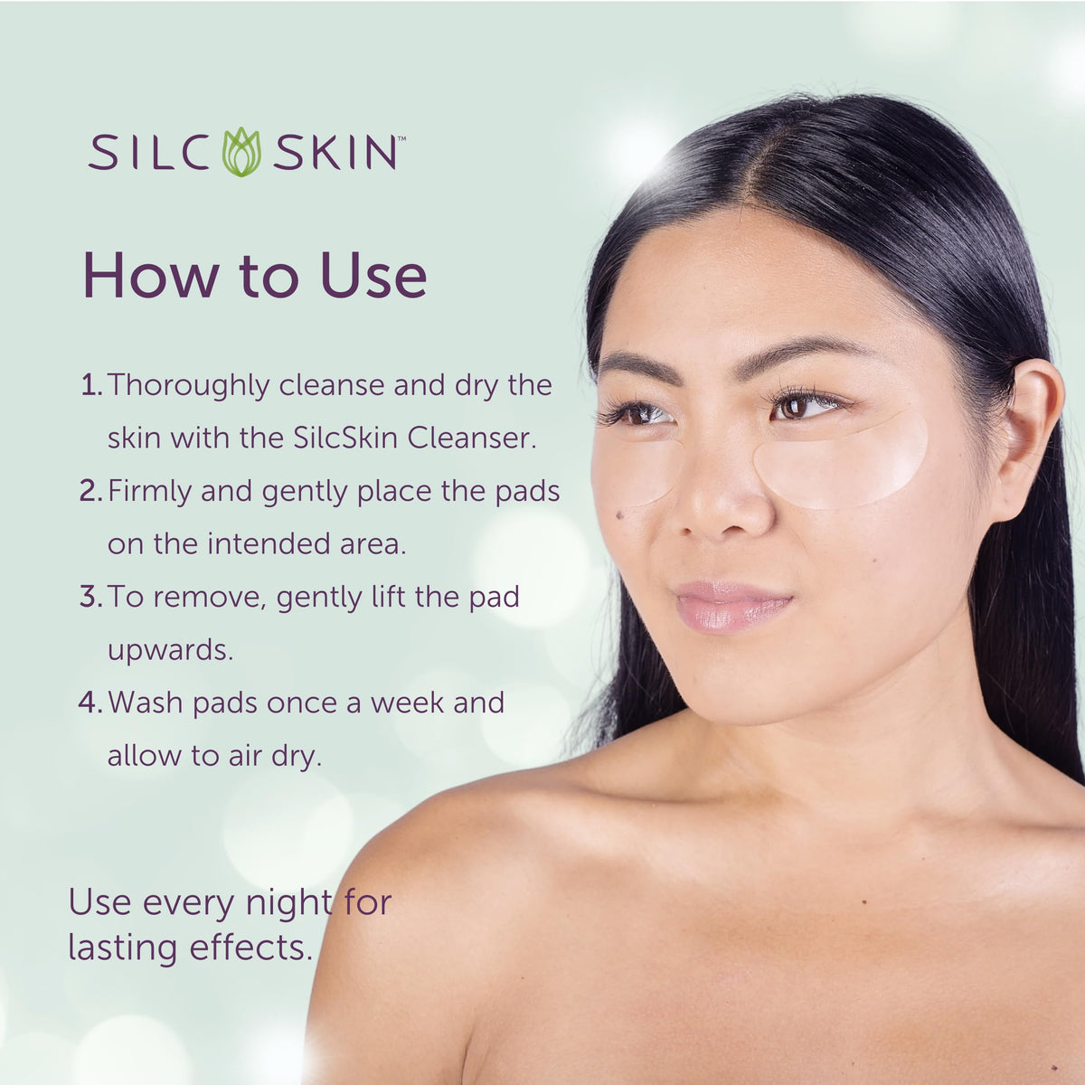 Silc Skin pad being rinsed to show simple post‑use care