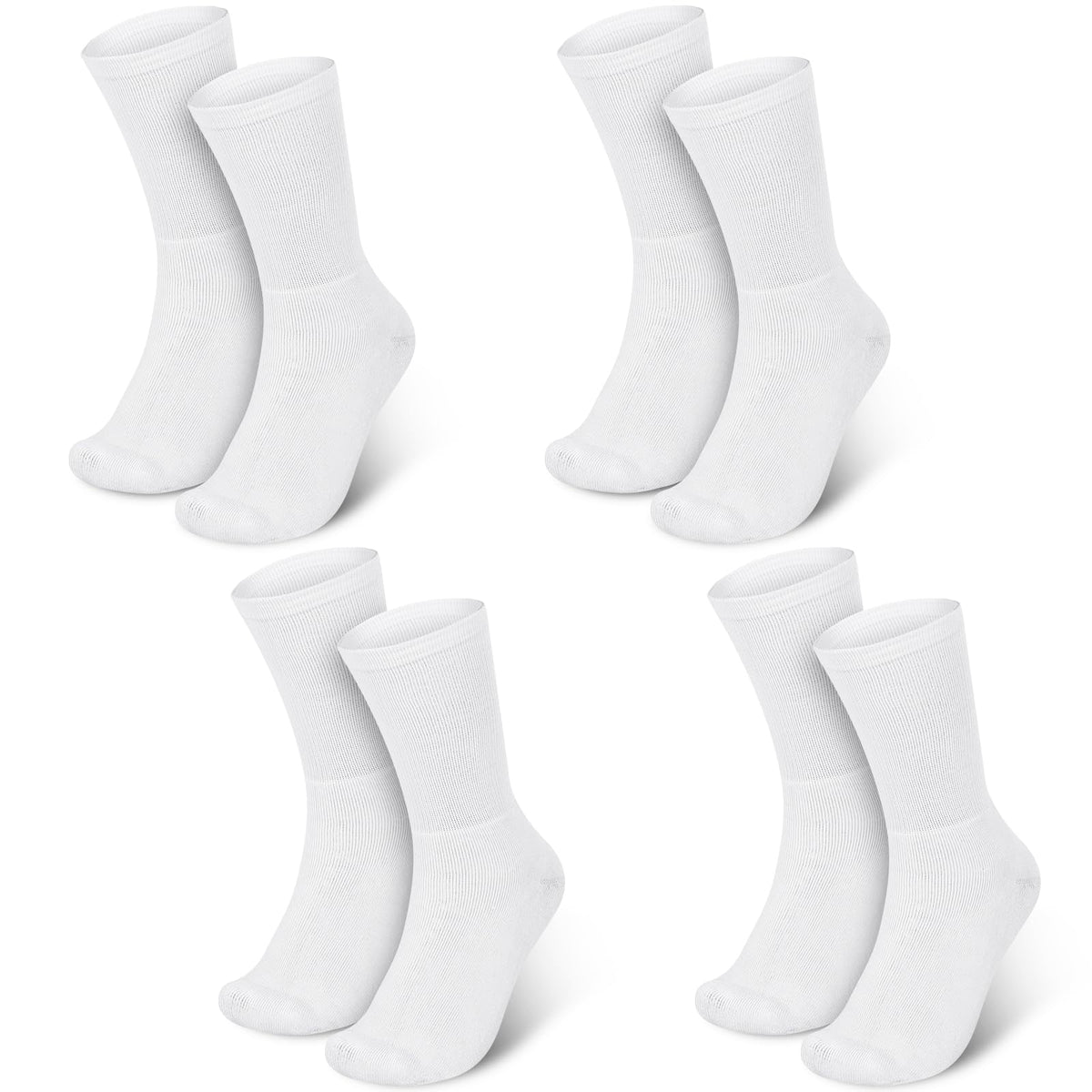 Silicherry front view of four white pairs showing clean packaging and comfort